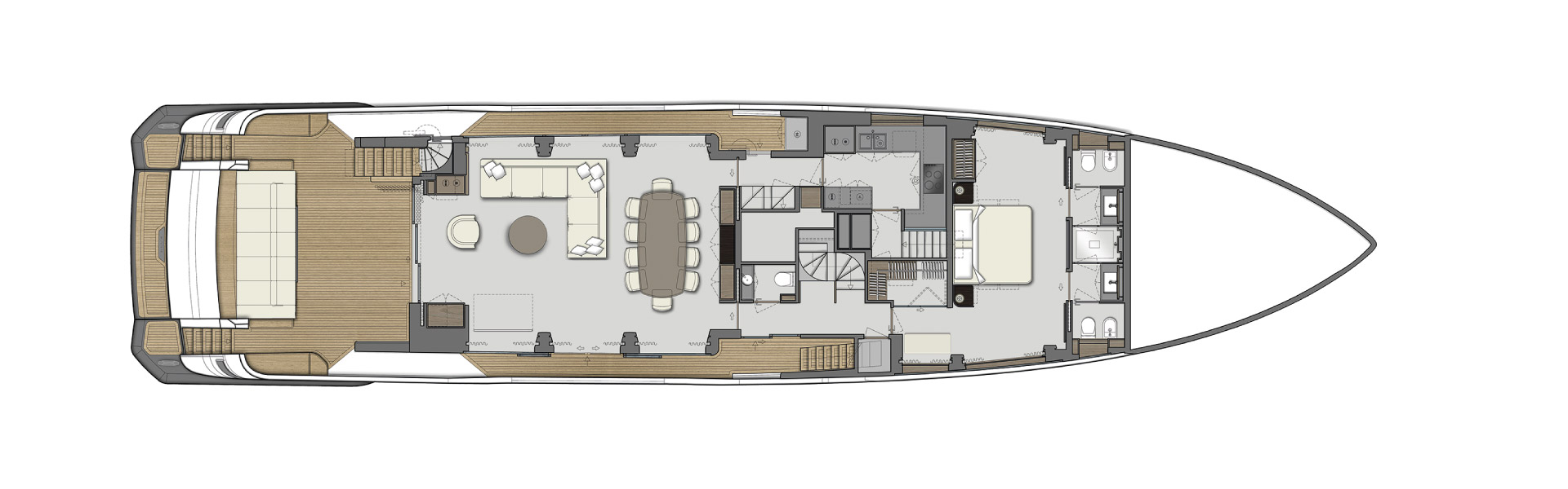 Custom Line 106 Yacht For Sale India Layout Main Deck