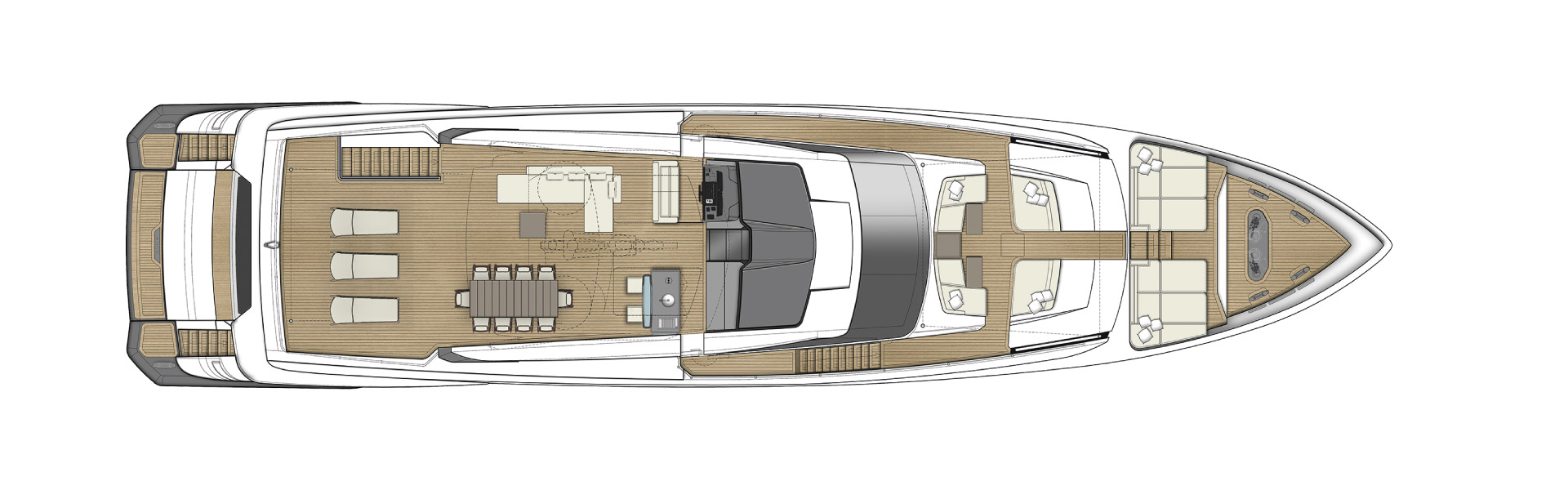 Custom Line 106 Yacht For Sale India Layout Sun Deck