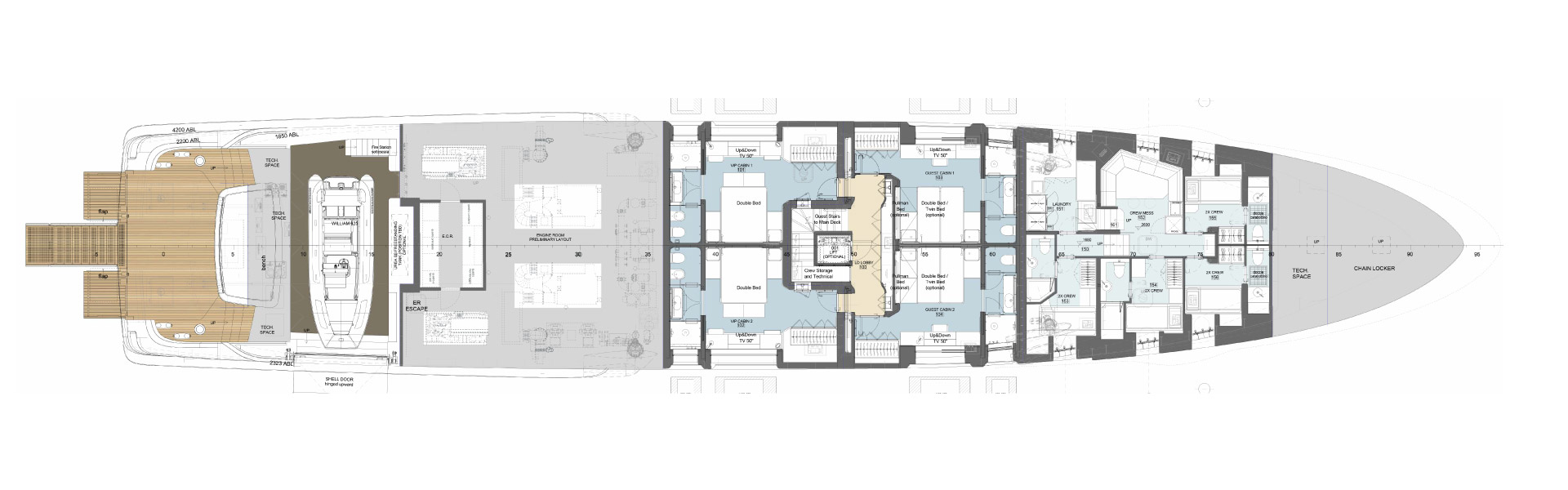 Custom Line 50 Yacht For Sale In India Layout Lower Deck