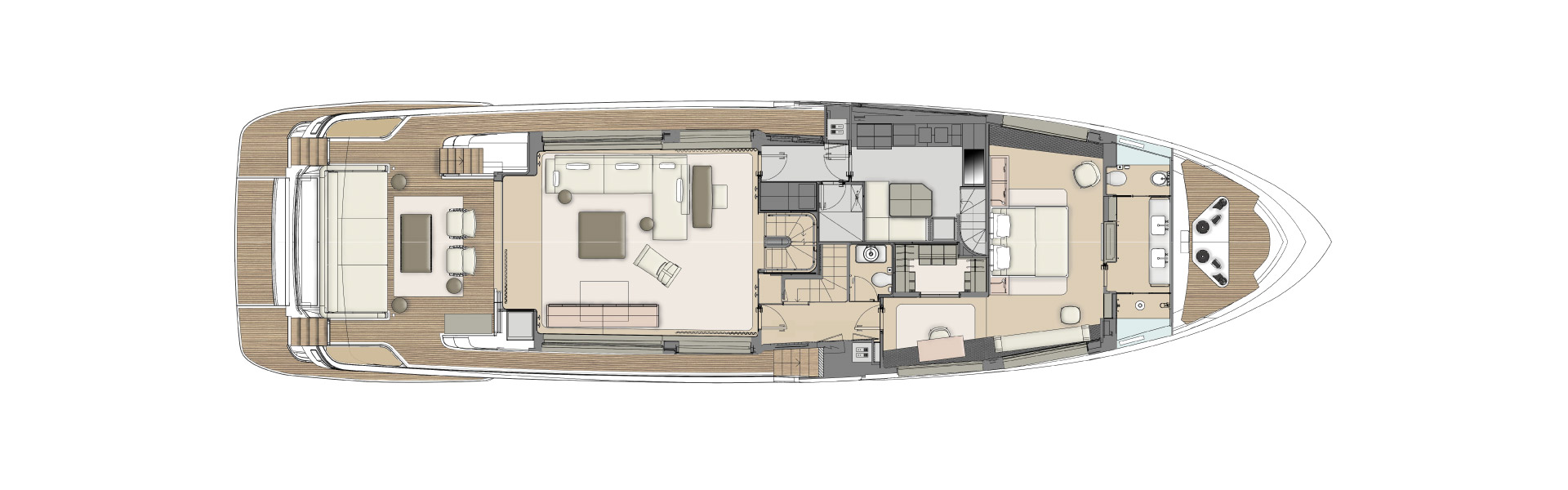Custom Line Navetta 30 Yacht For Sale In India Layout Main Deck