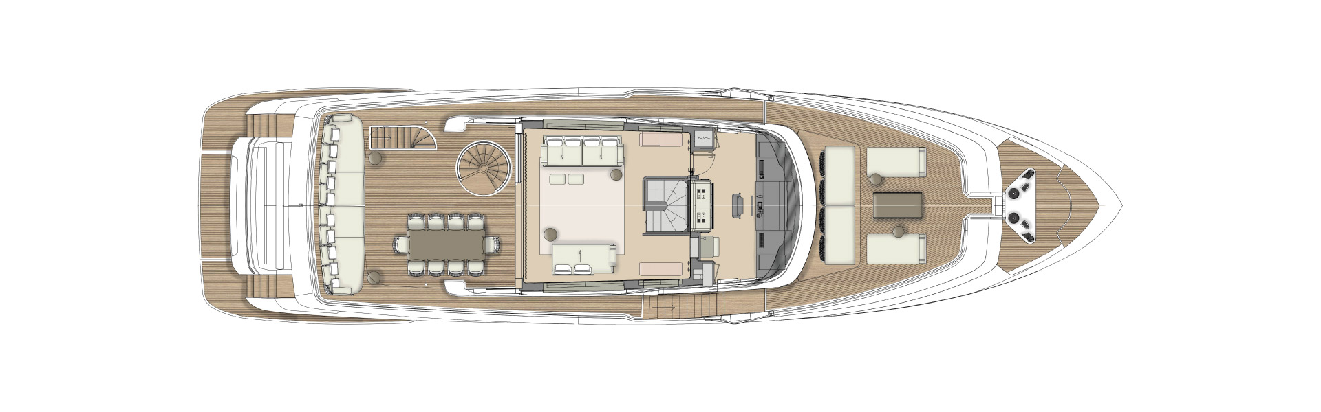 Custom Line Navetta 30 Yacht For Sale In India Layout Upper Deck