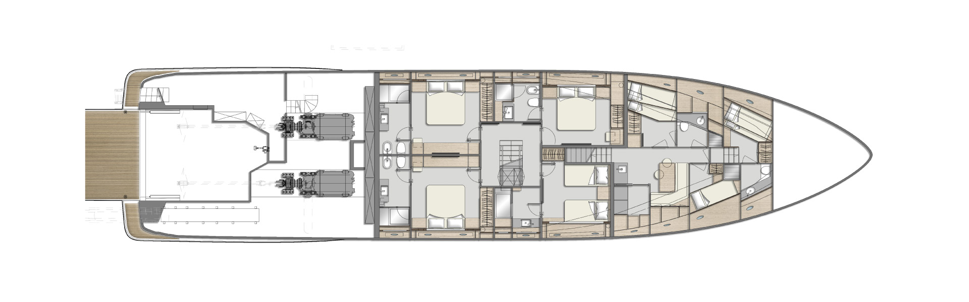 Custom Line Navetta 33 Yacht For Sale In India Layout Lower Deck