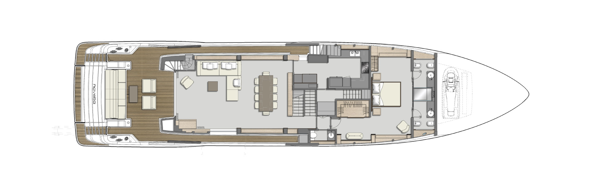 Custom Line Navetta 33 Yacht For Sale In India Layout Main Deck