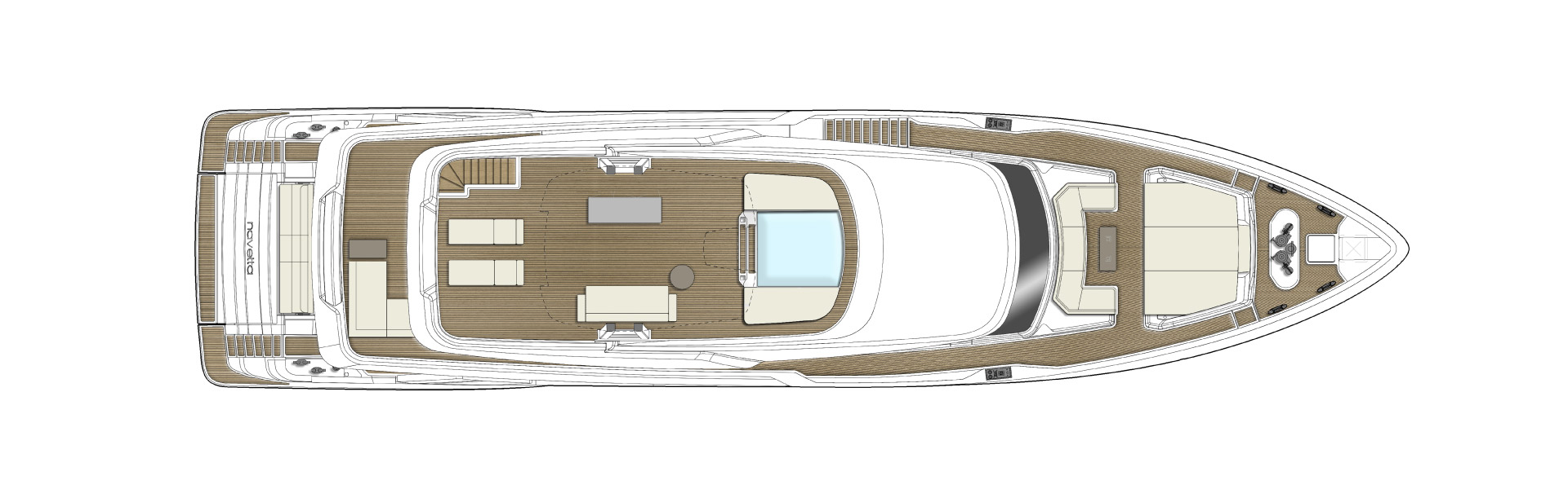 Custom Line Navetta 33 Yacht For Sale In India Layout Sun Deck