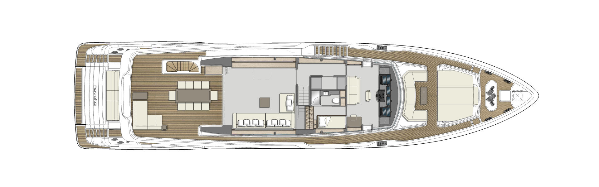 Custom Line Navetta 33 Yacht For Sale In India Layout Upper Deck