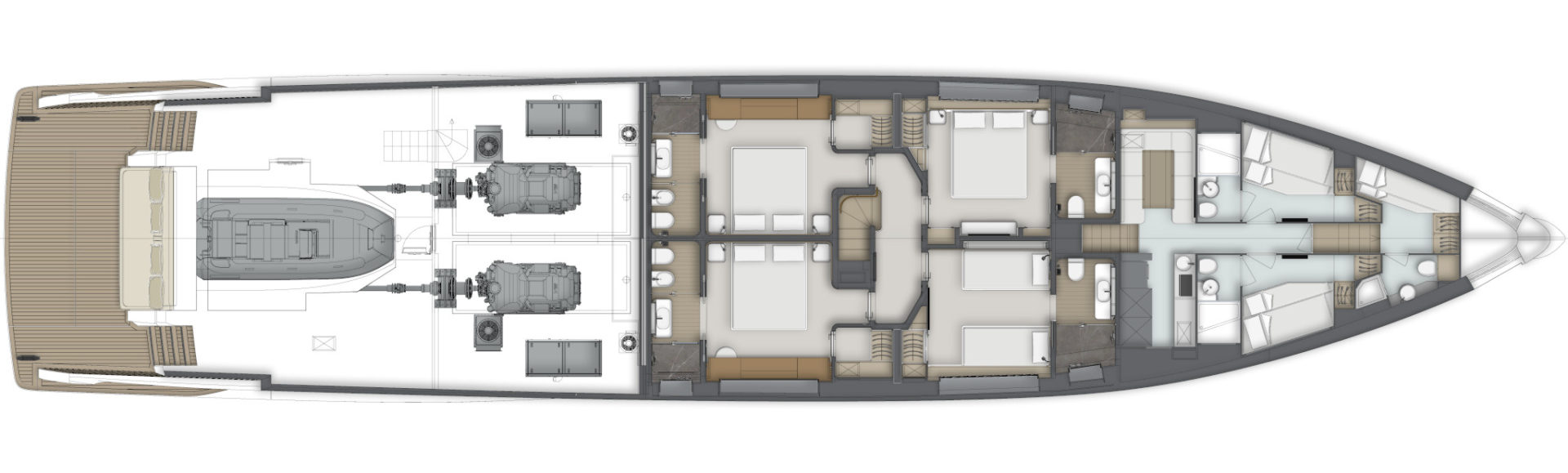 Custom Line Navetta 38 Yacht For Sale In India Layout Lower Deck