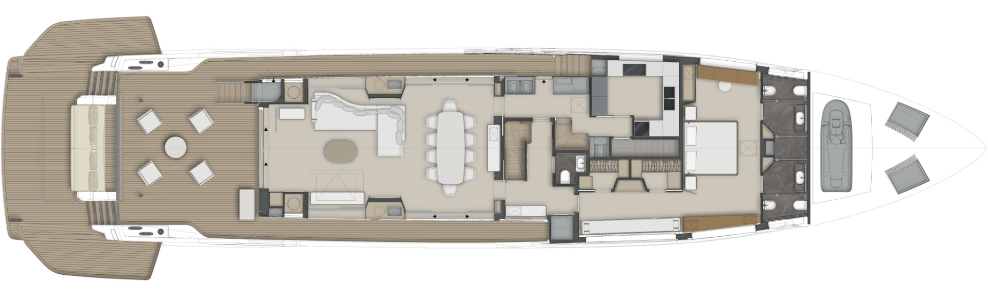 Custom Line Navetta 38 Yacht For Sale In India Layout Main Deck