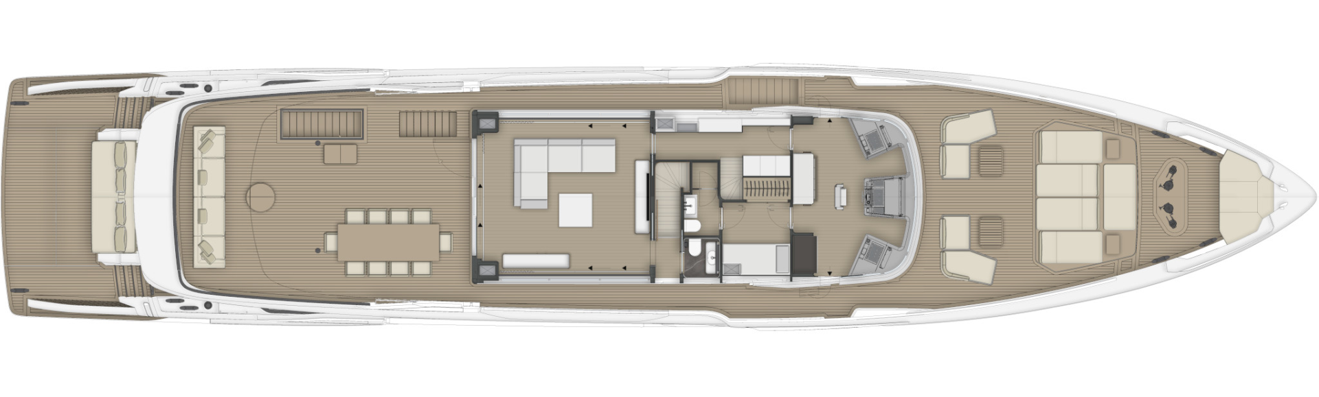 Custom Line Navetta 38 Yacht For Sale In India Layout Upper Deck