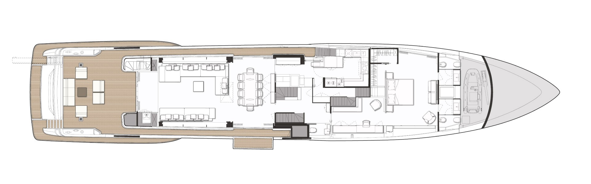 Custom Line Navetta 42 Yacht For Sale India Layout Main Deck