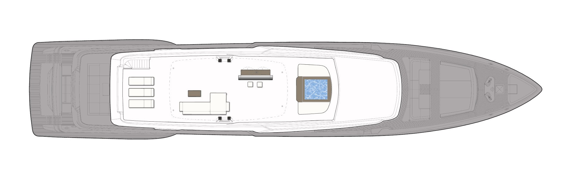 Custom Line Navetta 42 Yacht For Sale India Layout Sun Deck