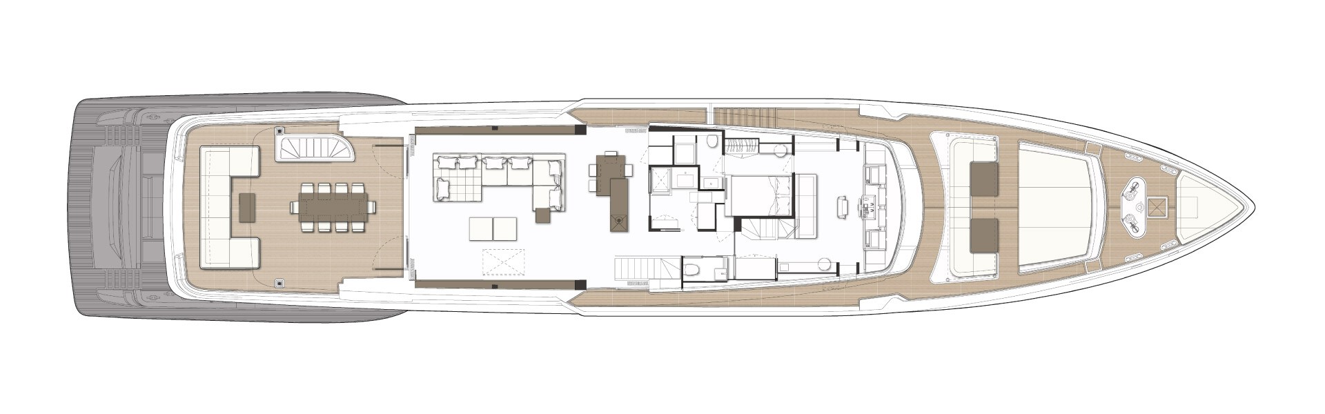 Custom Line Navetta 42 Yacht For Sale India Layout Upper Deck