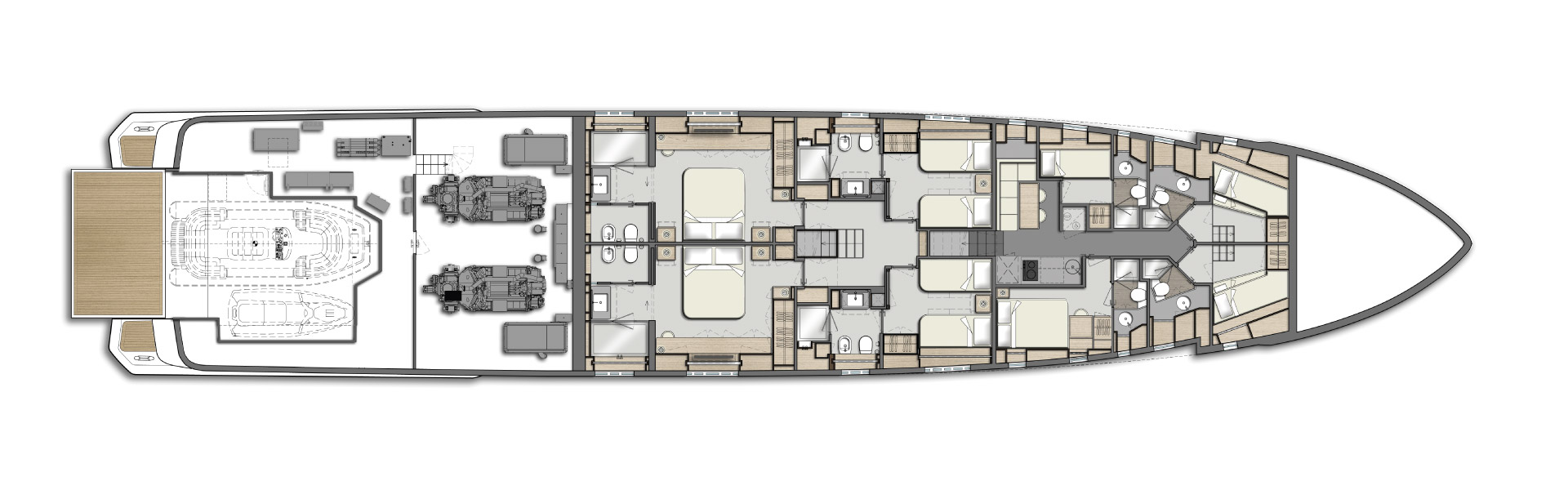 Custom Line Saetta 120 For Sale India Layout Lower Deck