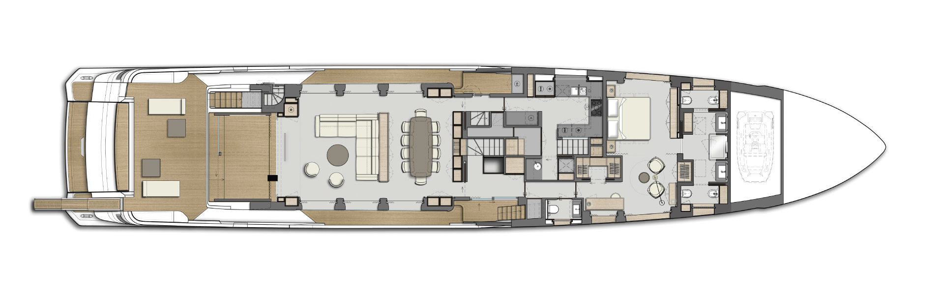 Custom Line Saetta 120 For Sale India Layout Main Deck