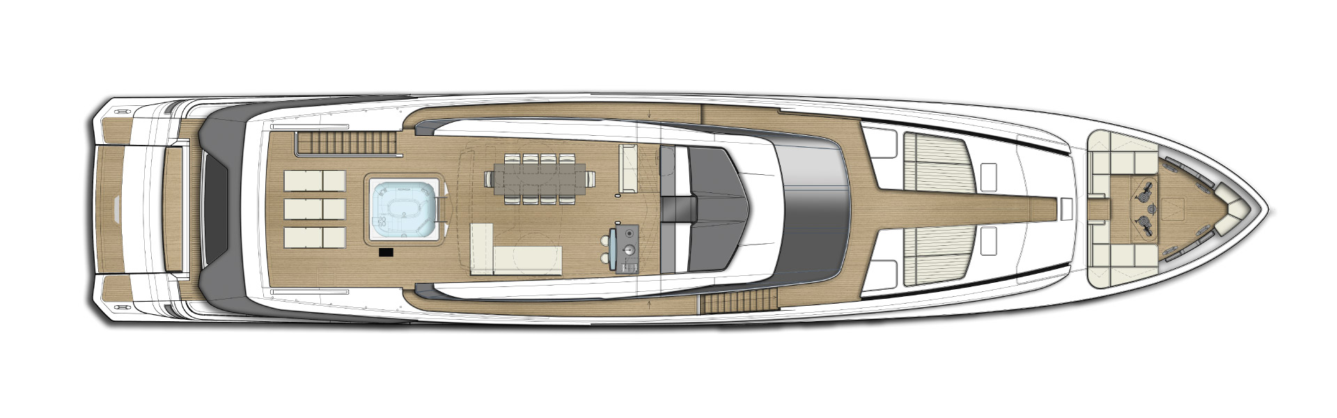 Custom Line Saetta 120 For Sale India Layout Sun Deck