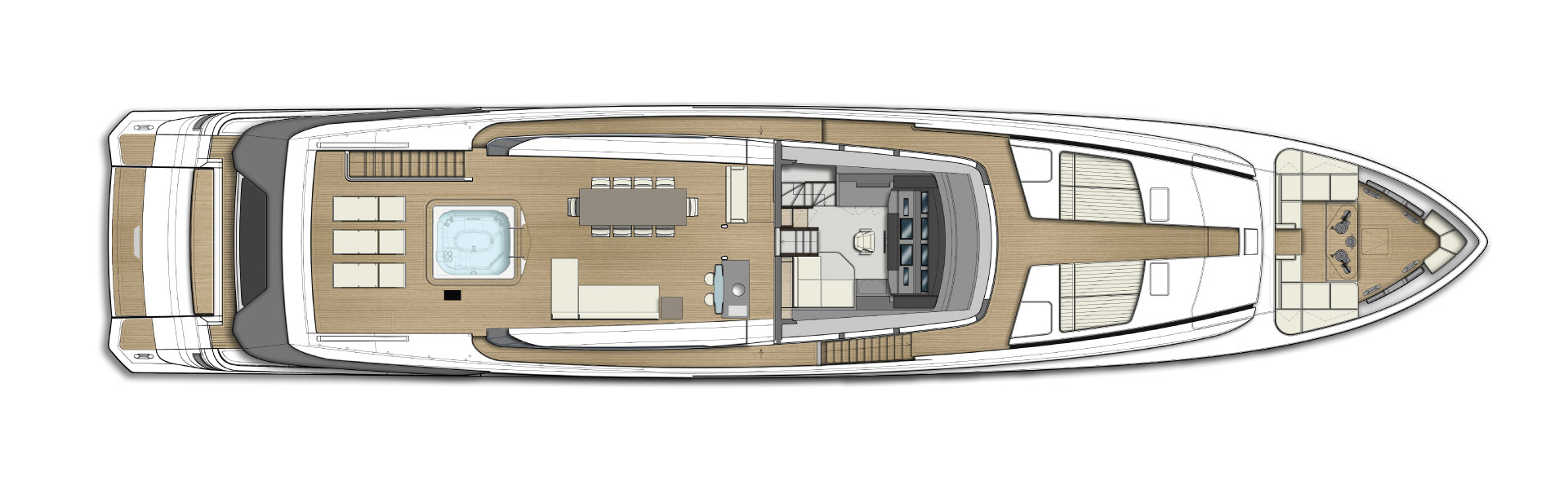 Custom Line Saetta 120 For Sale India Layout Upper Deck