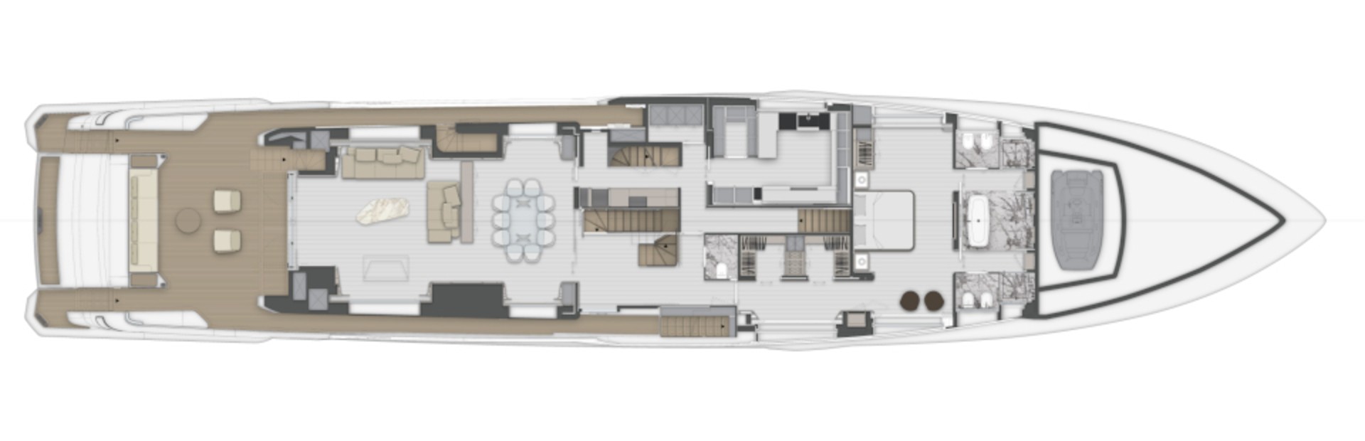 Custom Line Saetta 140 For Sale India Layout Main Deck