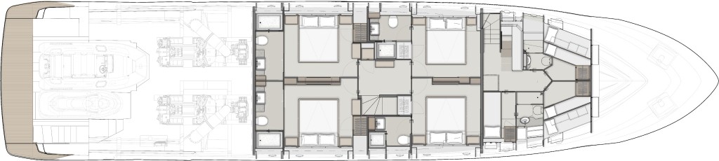 Ferreti 1000 Yatch For Sale In India Layout Lower Deck