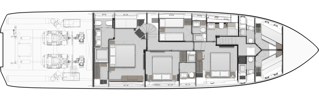 Ferretti-Yachts-860-Yatch-For Sale In India Layout Lower Deck