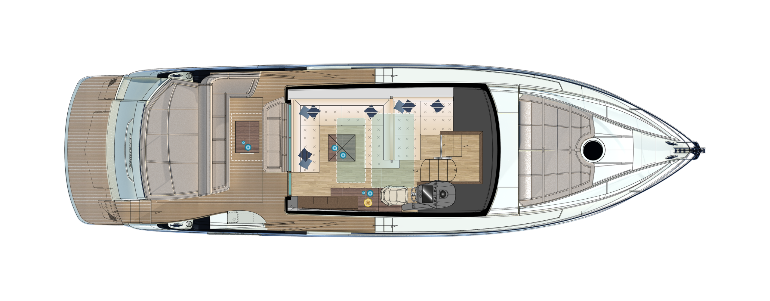 Pershing 5X Yacht For Sale In India Layout Main Deck