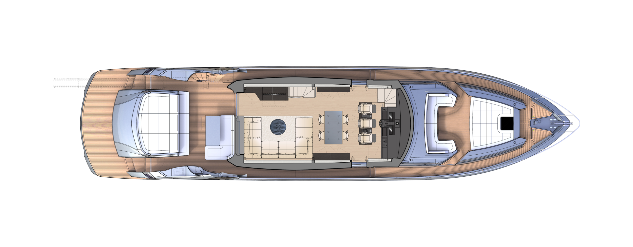 Pershing 8X Yacht For Sale In India Layout Main Deck