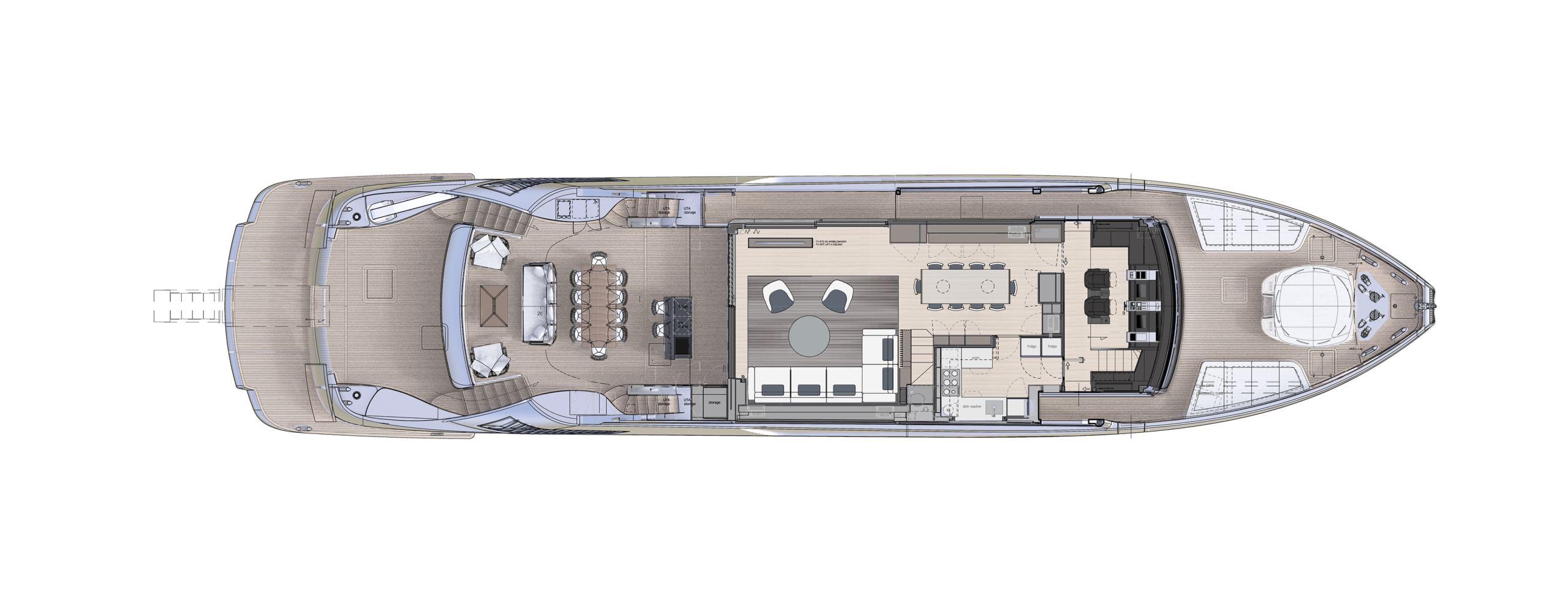 Pershing GTX116 Yacht For Sale In India Layout Main Deck