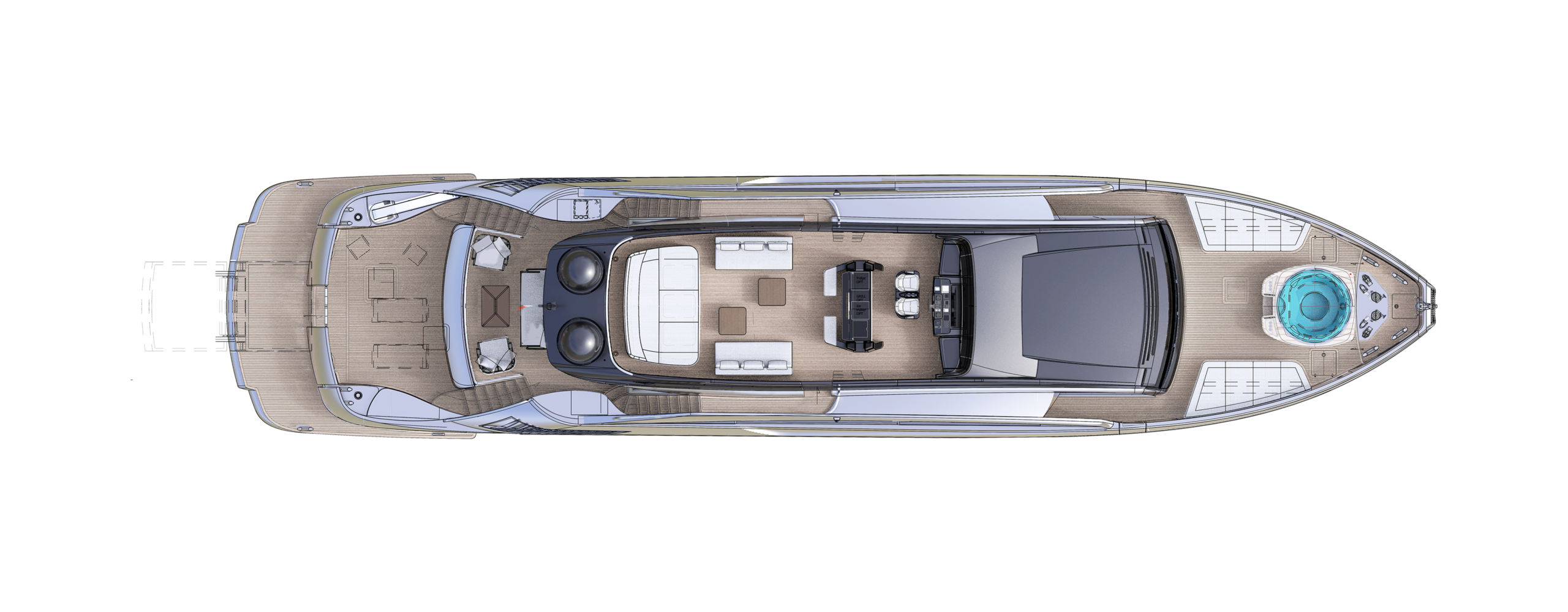 Pershing GTX116 Yacht For Sale In India Layout Top