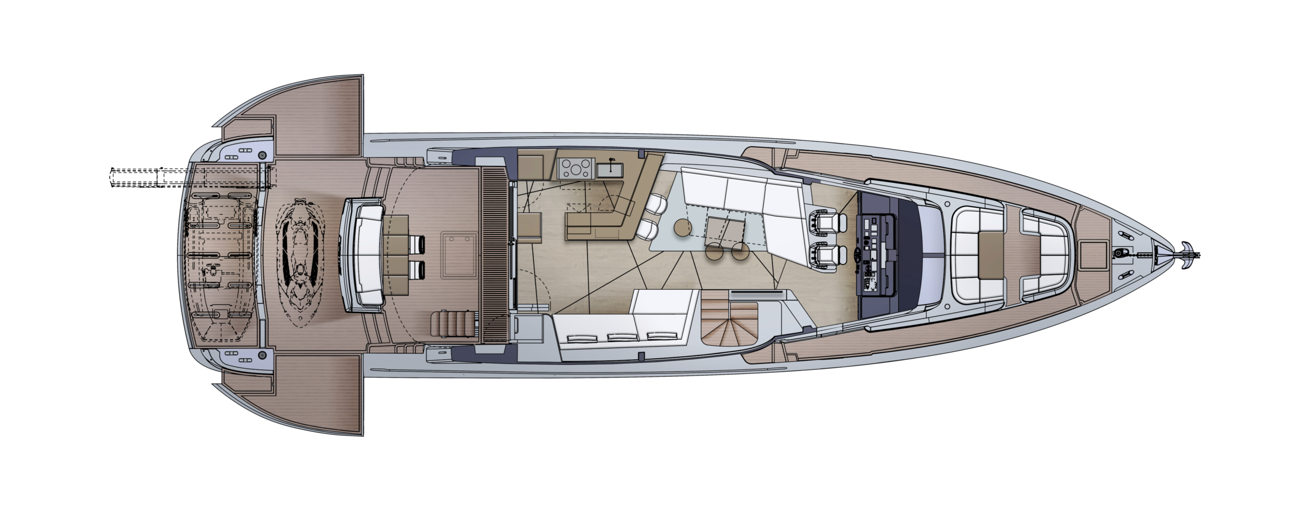 Pershing GTX80 Yacht For Sale In India Layout Main Deck