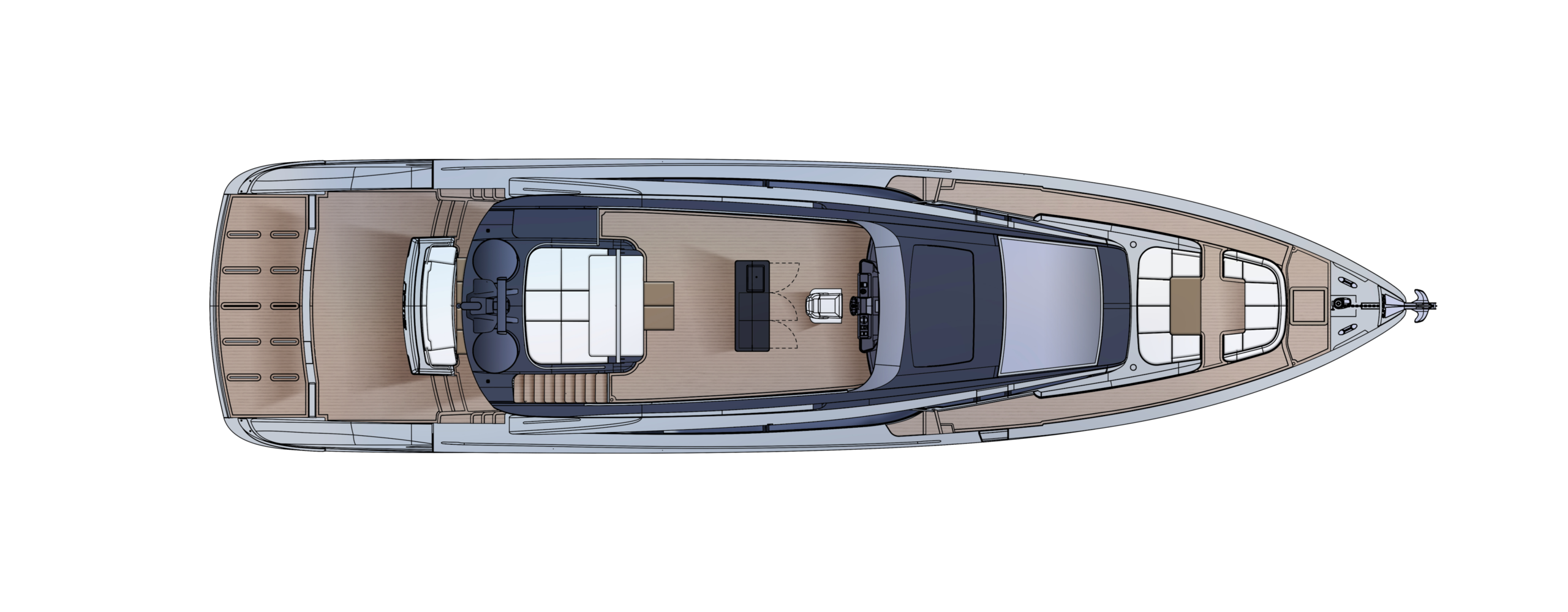 Pershing GTX80 Yacht For Sale In India Layout Top