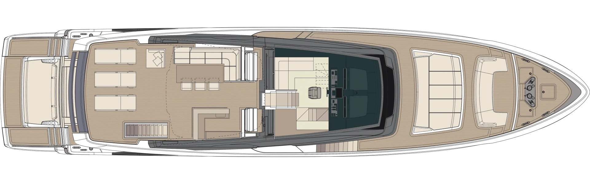 Riva 102' Corsaro Super Yacht For Sale In India Layout Upper Deck