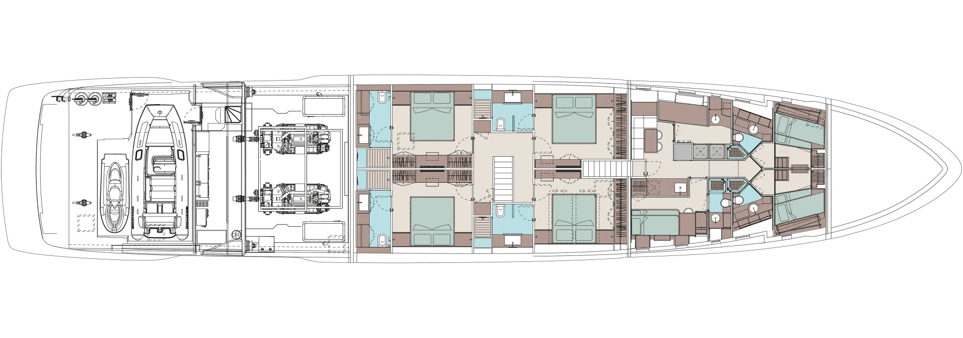 Riva 130' Bellissima Yacht For Sale In India Layout Lower Deck