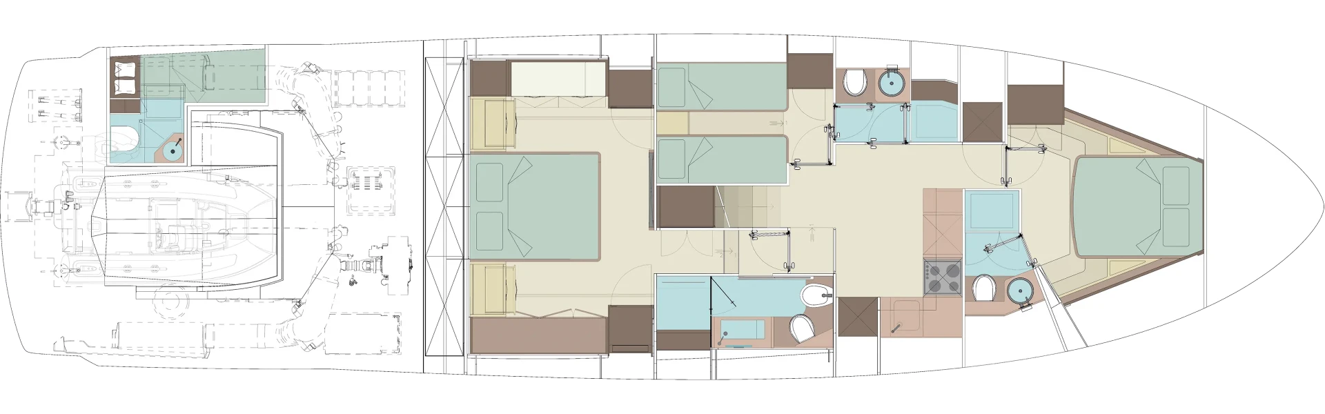 Riva 66' Ribelle Yacht For Sale In India Layout Lower Deck