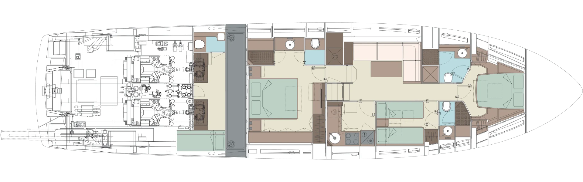 Riva 76' Bahamas Super Yacht For Sale In India Layout Lower Deck