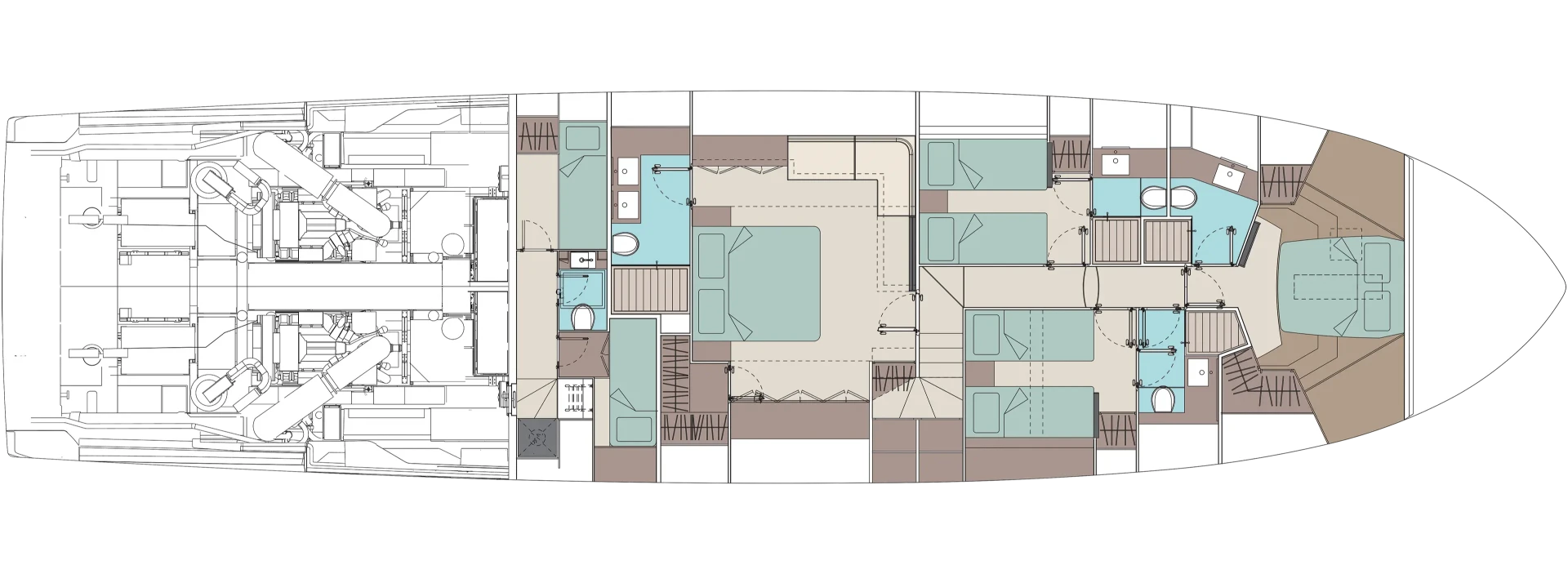 Riva 82' Diva Yacht For Sale In India Layout Lower Deck