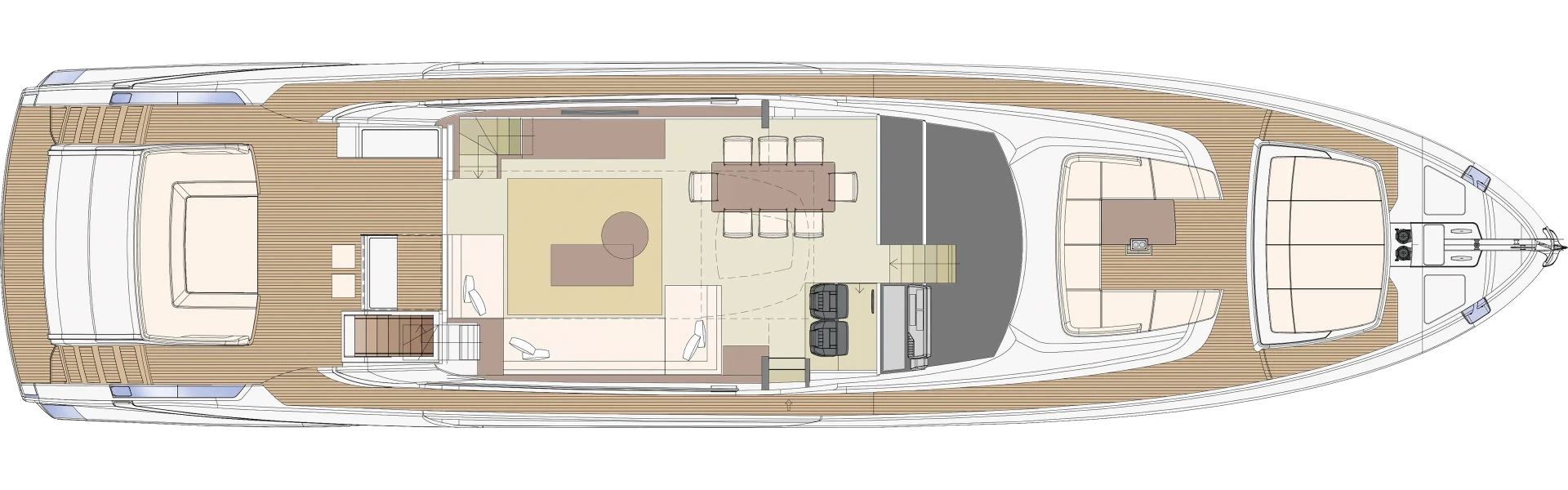 Riva 88' Folgore Yacht For Sale In India Layout Main Deck Standard