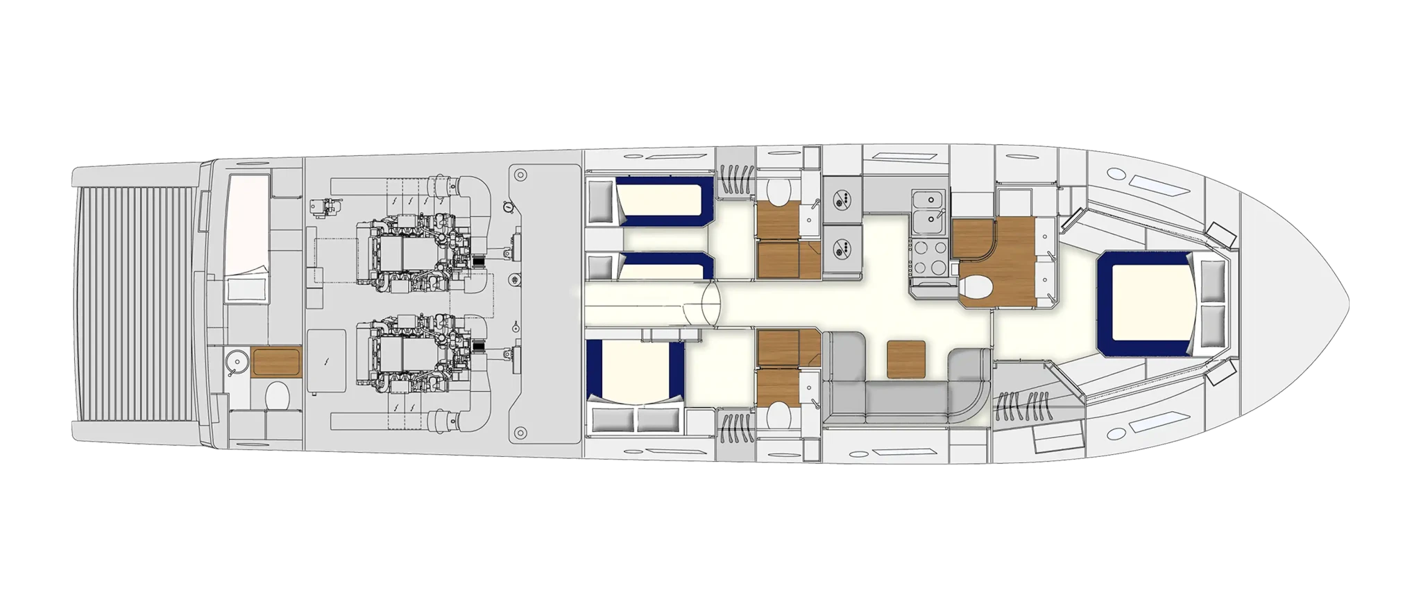 Itama 62RS Yacht For Sail In India Layout Lower Deck