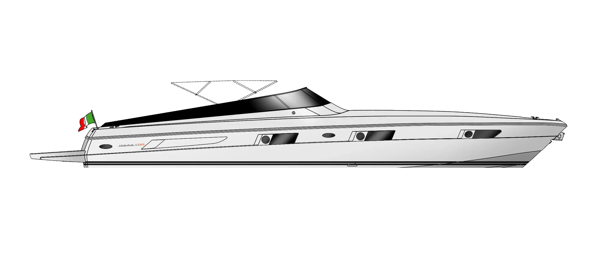 Itama 62RS Yacht For Sail In India Layout White Profile