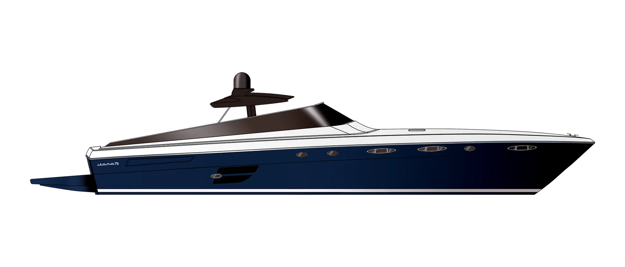 Itama 75 Yacht For Sail In India Layout Blue Profile