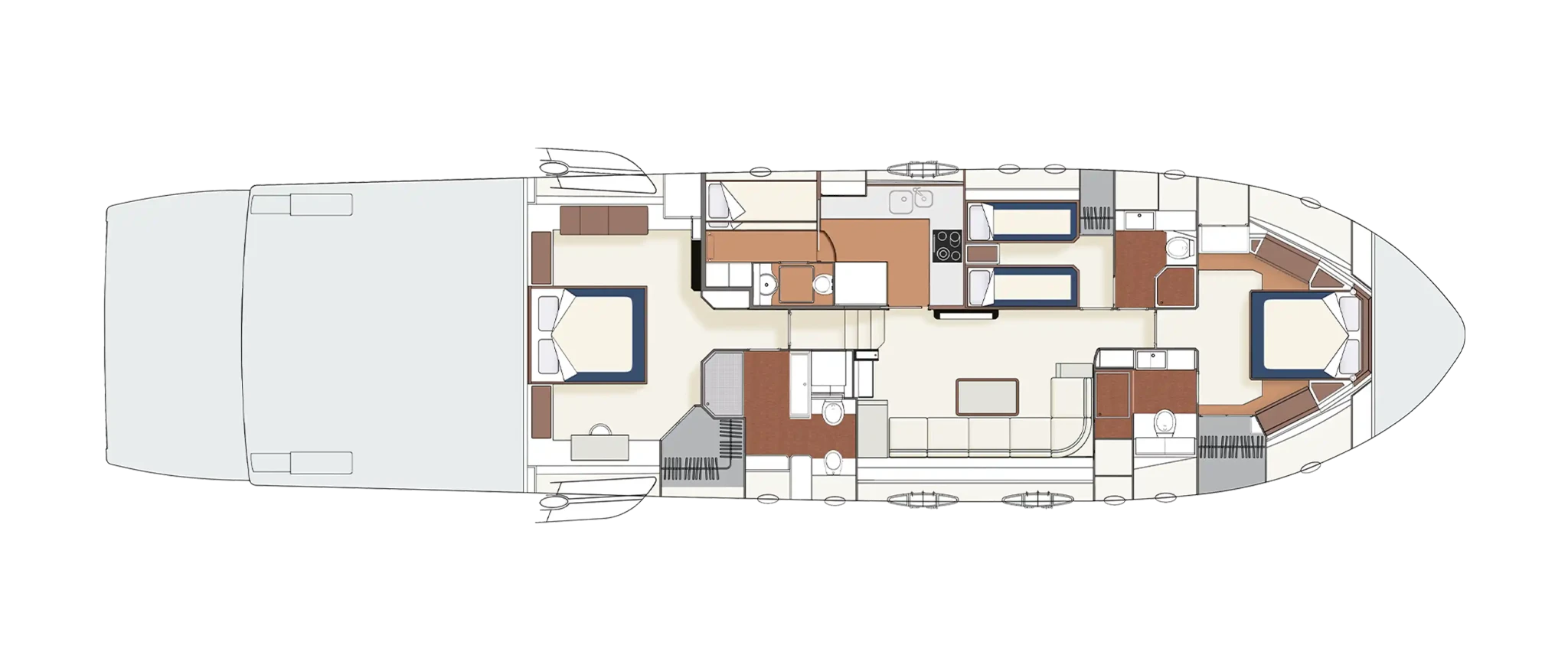 Itama 75 Yacht For Sail In India Layout Lower Deck