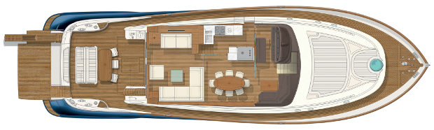 Mochi Craft Dolphin 74' Cruiser Yacht For Sale In India Layout Lower Deck