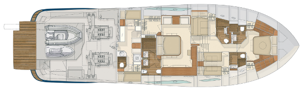 Mochi Craft Dolphin 74' Cruiser Yacht For Sale In India Layout Main Deck
