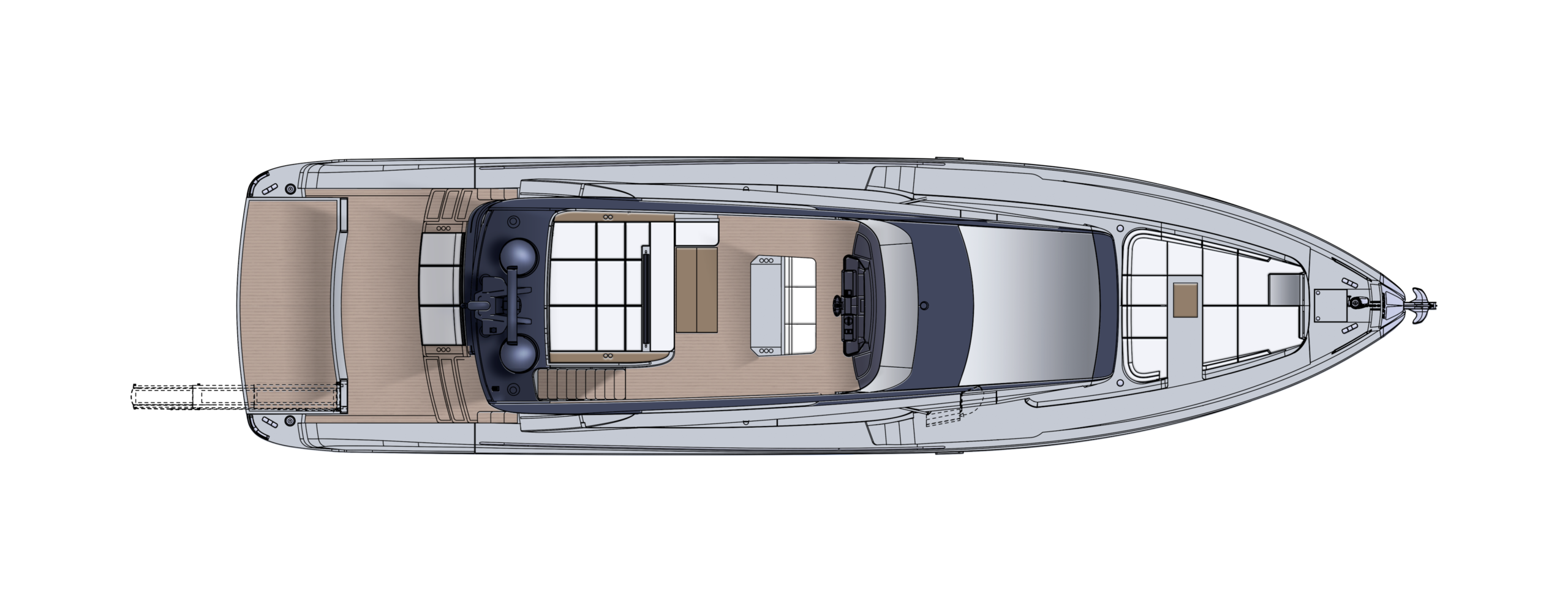 Pershing GTX70 Yacht For Sale In India Layout Top