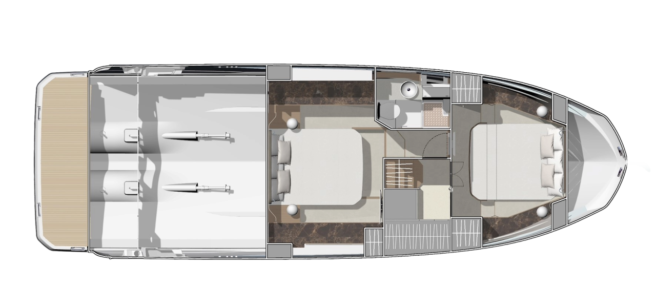 Prestige F4.3 Yacht For Sale In India Layout Lower Deck One Bathroom