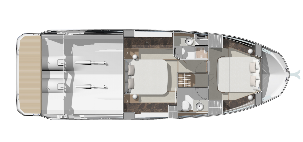 Prestige F4.3 Yacht For Sale In India Layout Lower Deck Two Bathroom
