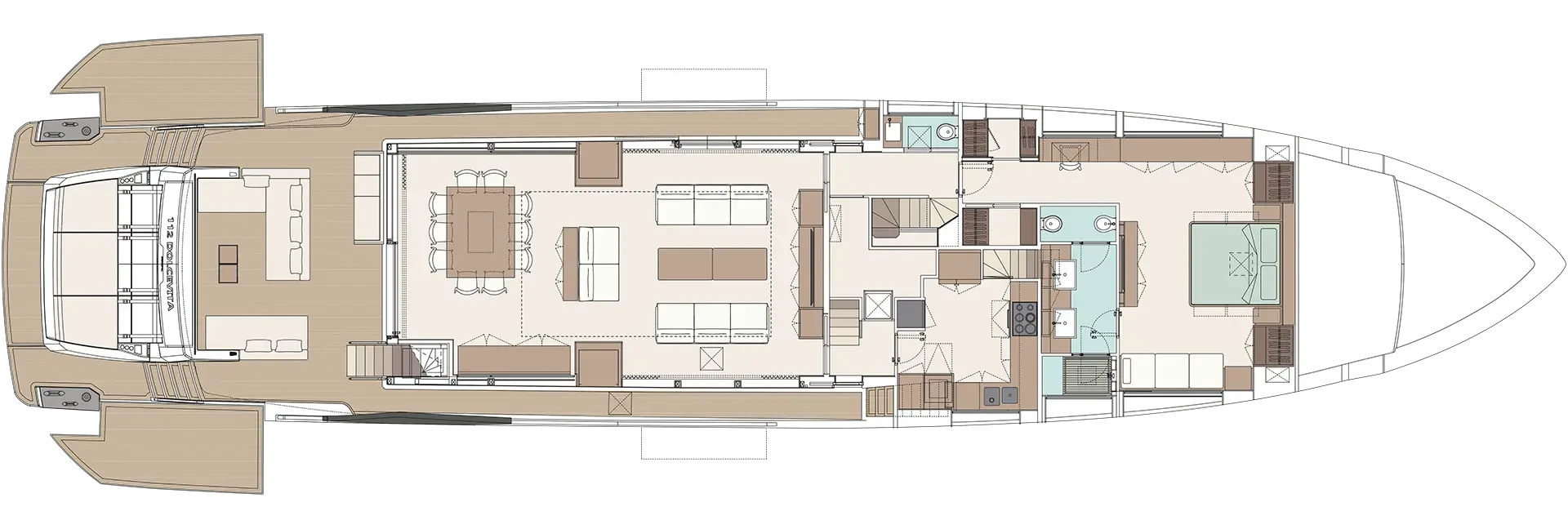 Riva 112' Dolcevita Super New Yacht For Sale In India Layout Main Deck Standard