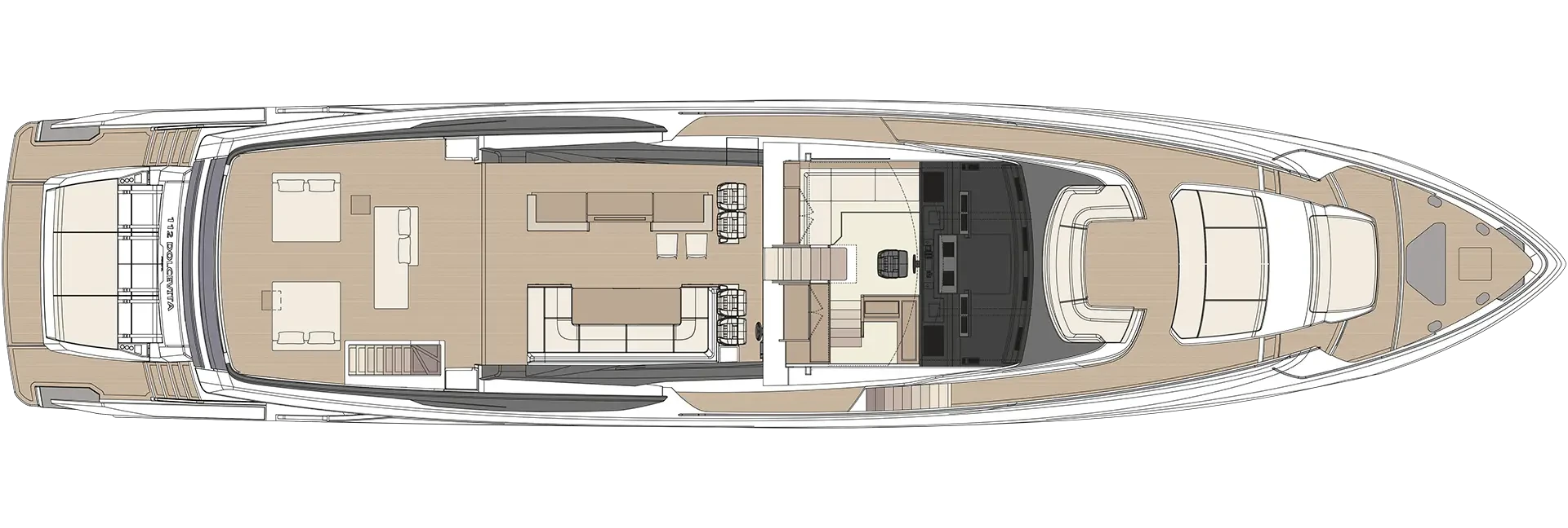 Riva 112' Dolcevita Super New Yacht For Sale In India Layout Upper Deck