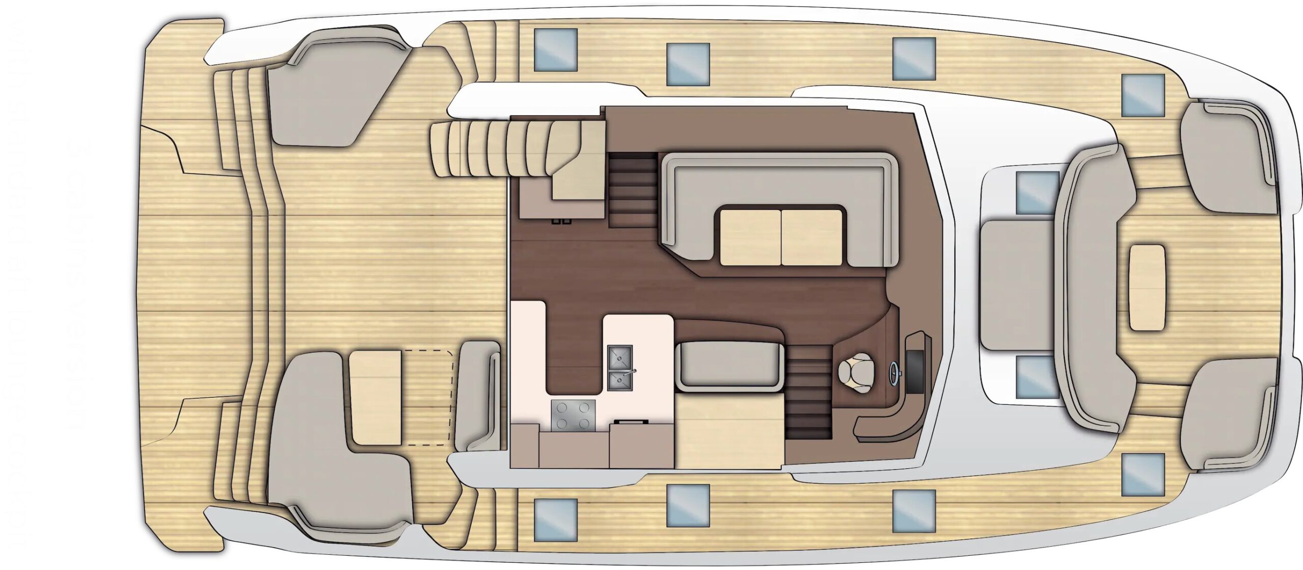 Motor Yacht Veya 53 For Sale In India Layout 3 Cabin version with standard aft lounge cockpit