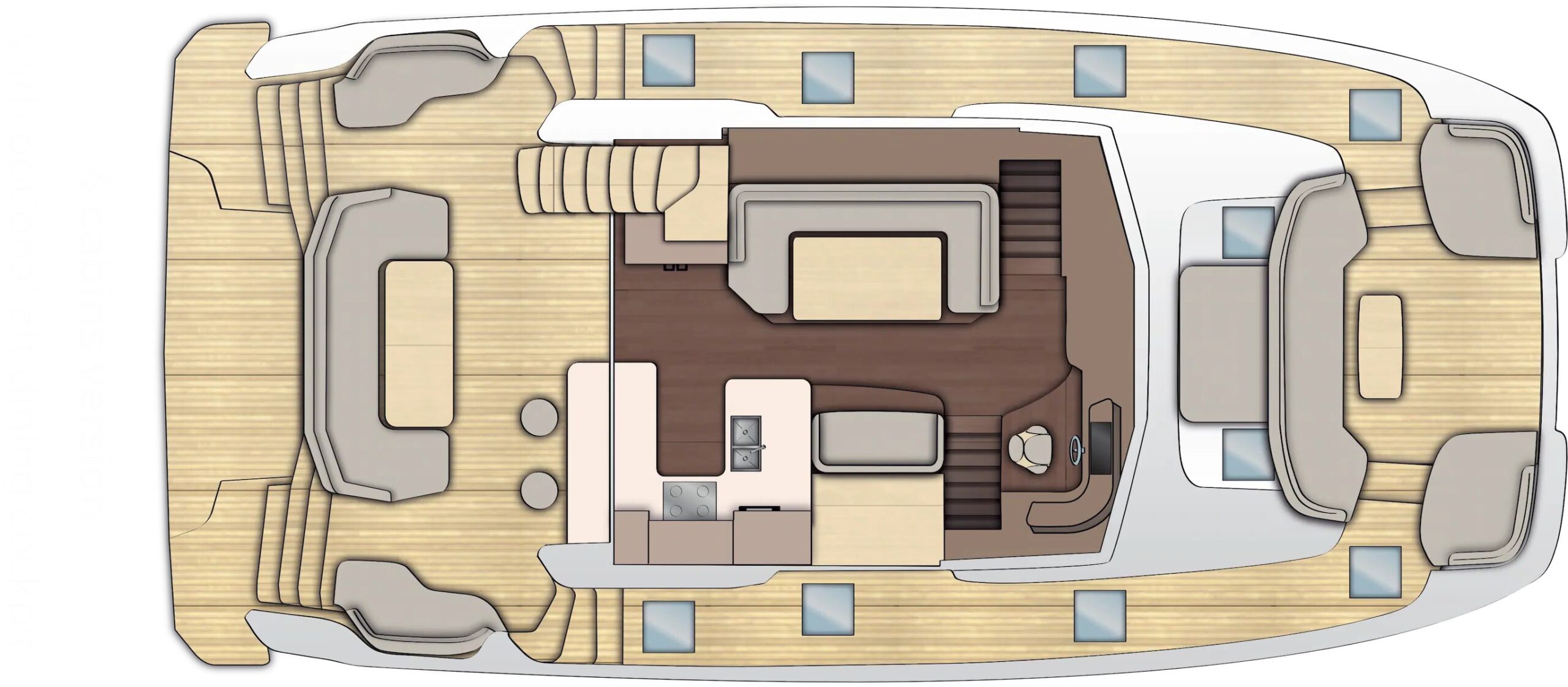 Motor Yacht Veya 53 For Sale In India Layout 4 Cabins version with optional aft dining cockpit
