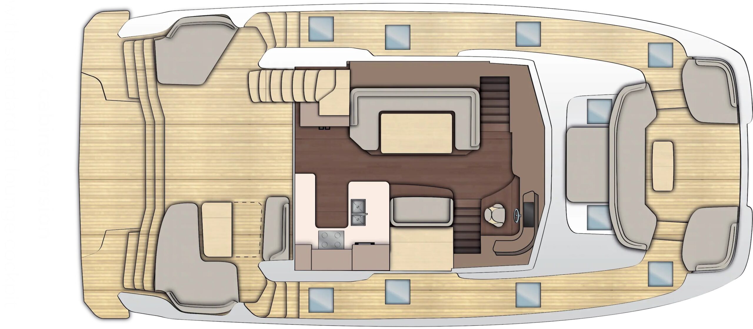 Motor Yacht Veya 53 For Sale In India Layout 4 Cabins version with standard aft lounge cockpit