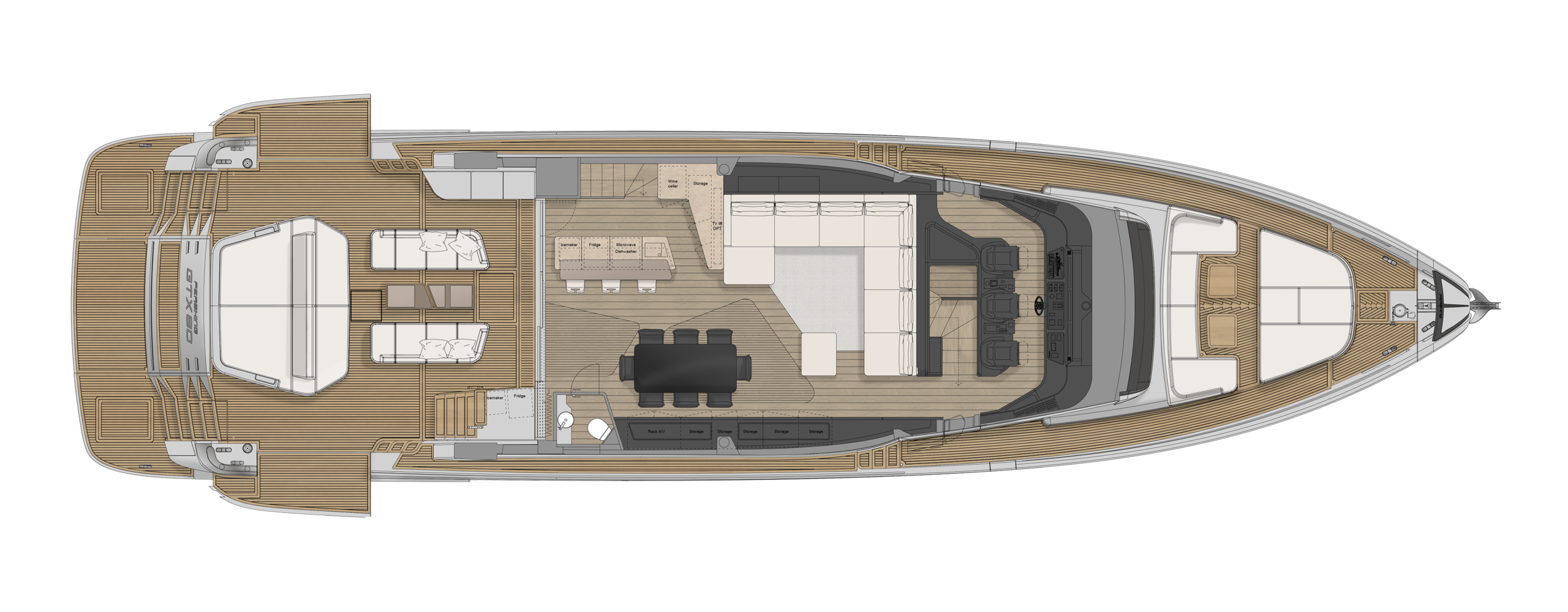 Pershing GTX90 Yacht For Sale In India Layout Main Deck