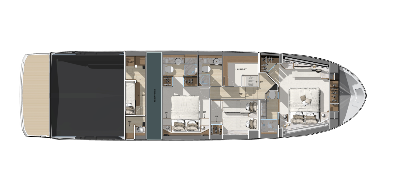 Prestige F6.7 Yacht For Sale In India Layout Lower Deck Laundry
